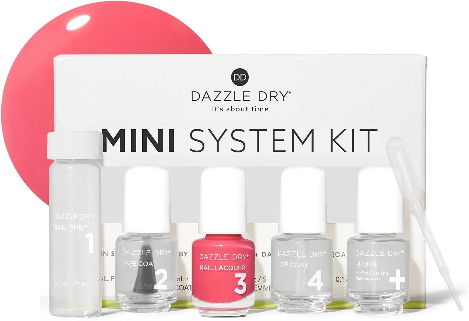 Dazzle Dry Mini Kit – Carnival Coral – 4 Step System (5 Piece Kit) Carnival Coral | 5 Piece Set
