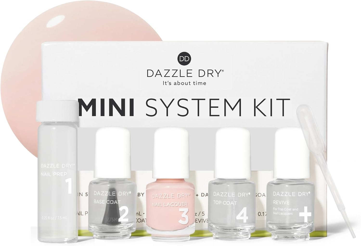 Dazzle Dry Mini Kit – Not Quite Nude – 4 Step System (5 Piece Kit)