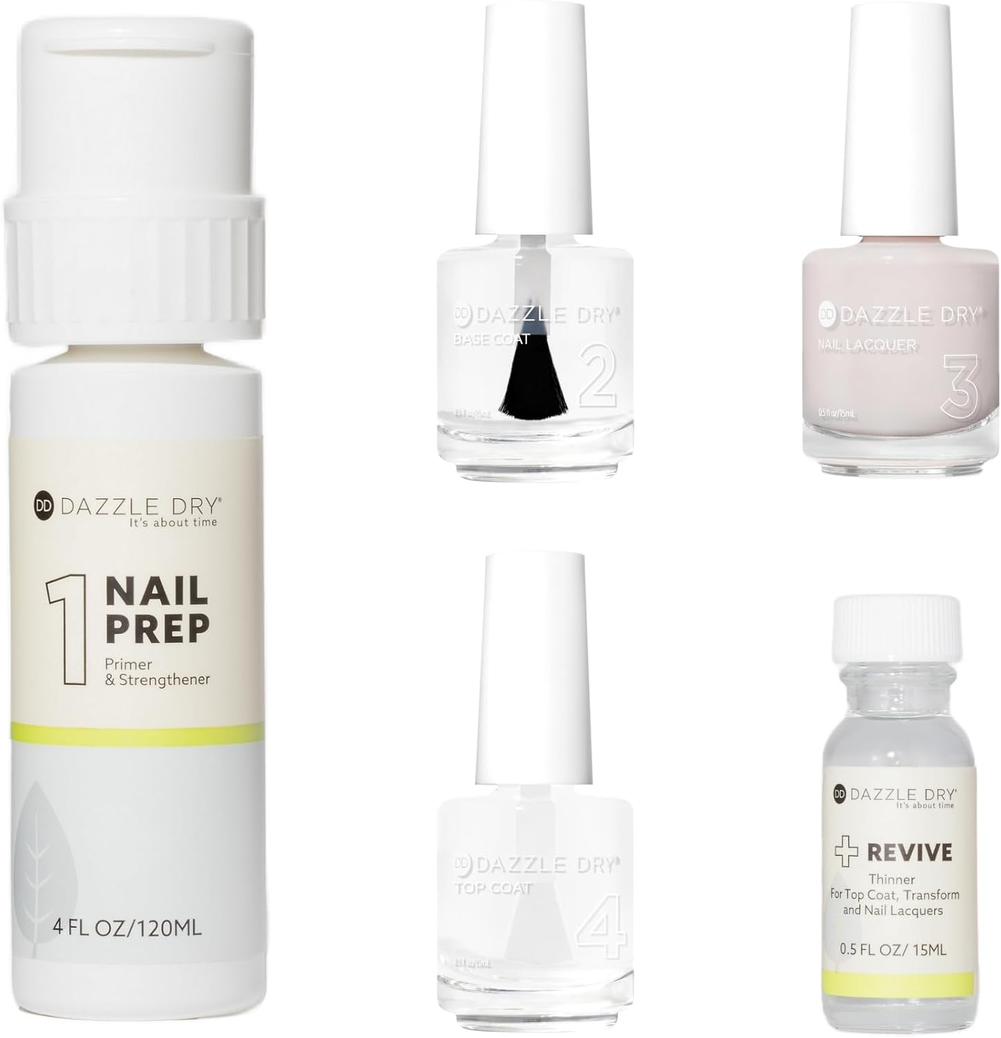 Dazzle Dry Full System Kit - Alluring Charm - A warm pale pink with a creamy finish. Full coverage cream. (5 Piece Kit)