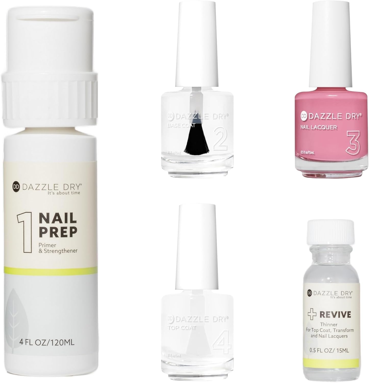 Dazzle Dry Full System Kit - Soulmate - A bubblegum pink. Full-coverage cream. (5 Piece Kit)