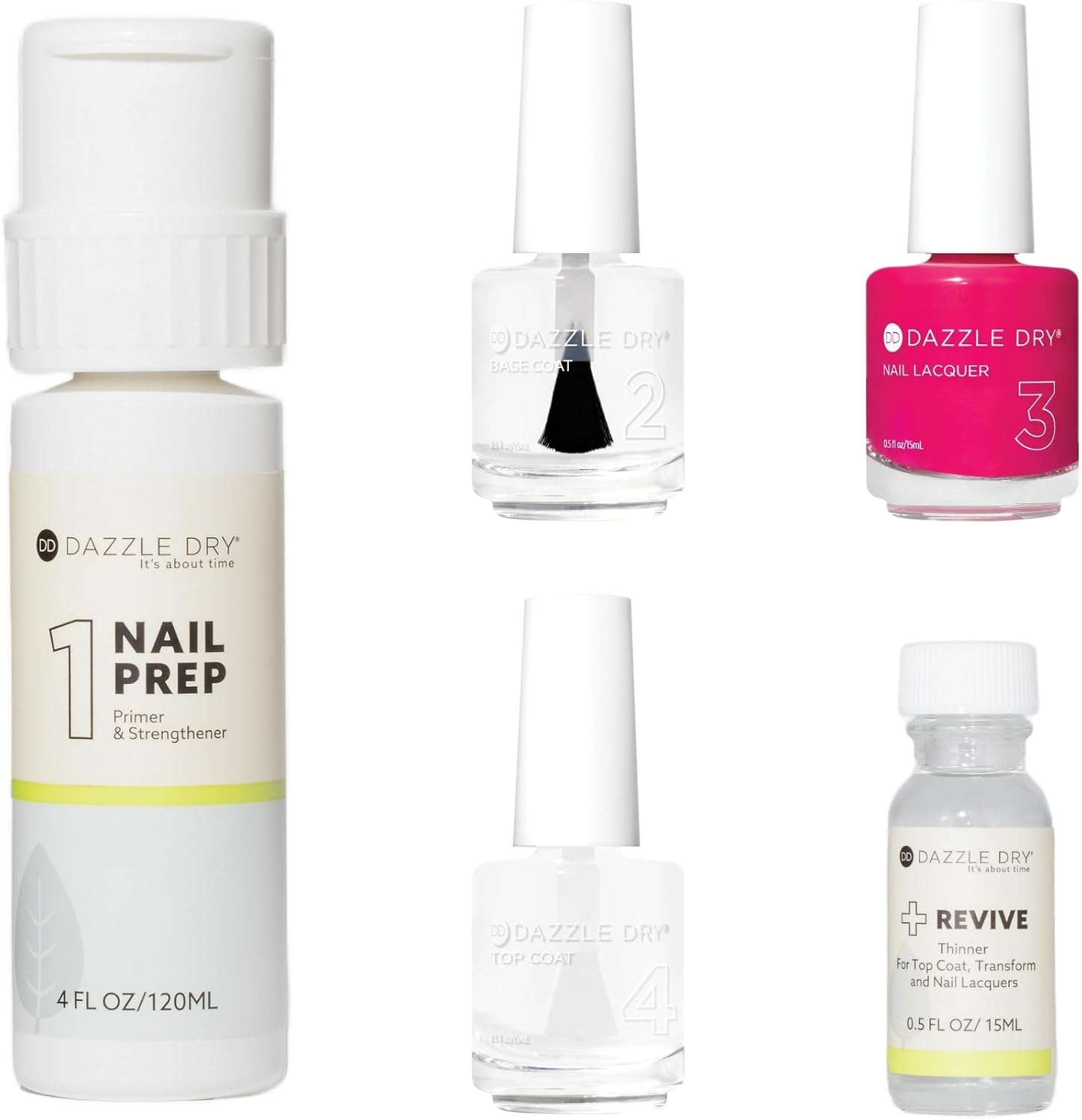 Dazzle Dry Full System Kit - Heart of Fire - A full coverage bright pink. Full coverage cream. (5 Piece Kit)