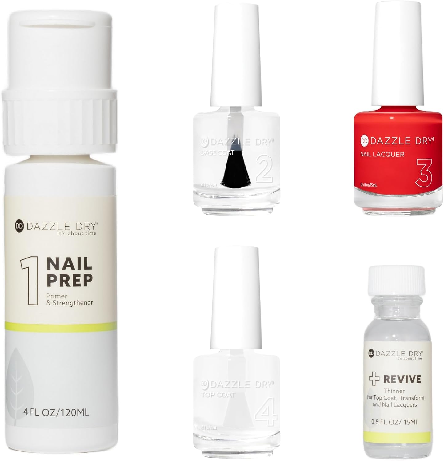 Dazzle Dry Full System Kit - Spark - A bright coral red. Semi-sheer. Cream. (5 Piece Kit)