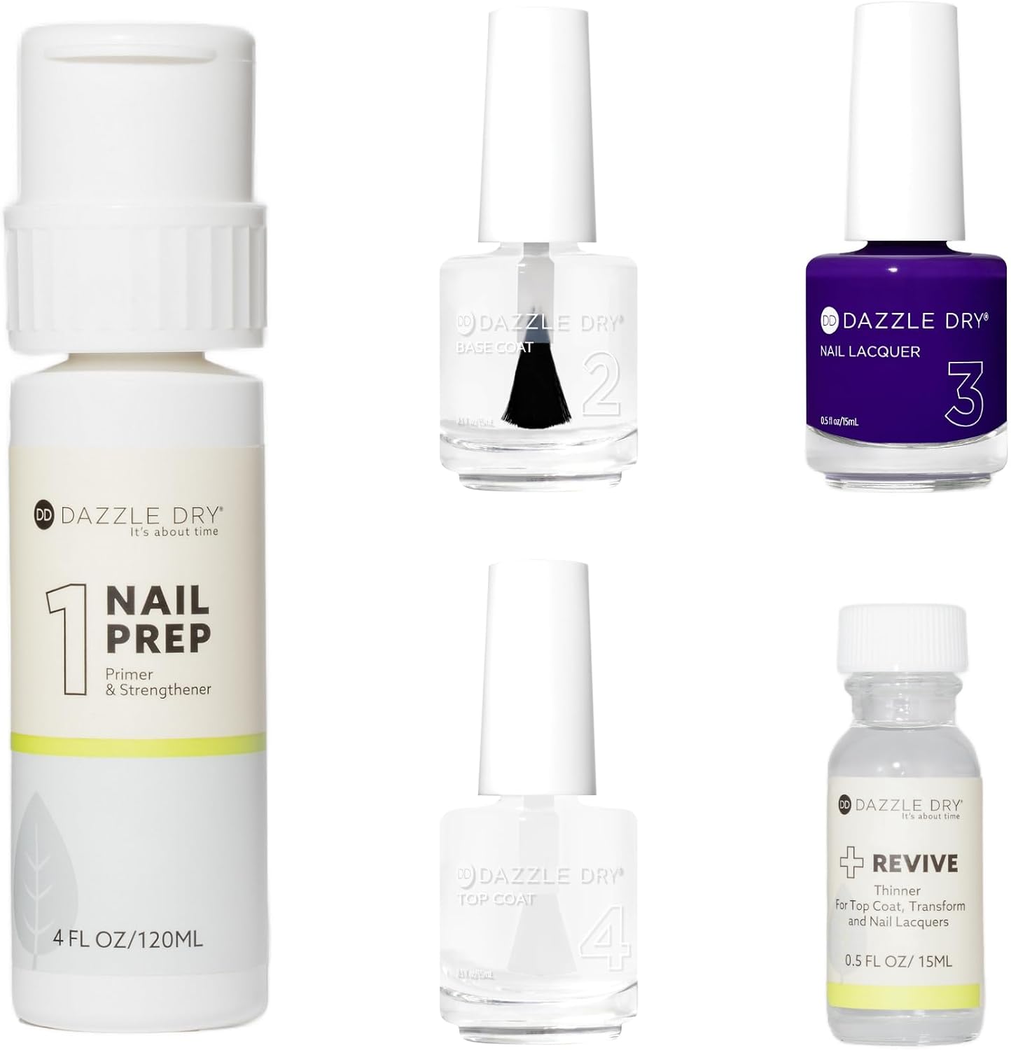 Dazzle Dry Full System Kit - Epiphany - A bright, candy purple grape. Semi-sheer. Cream. (5 Piece Kit)