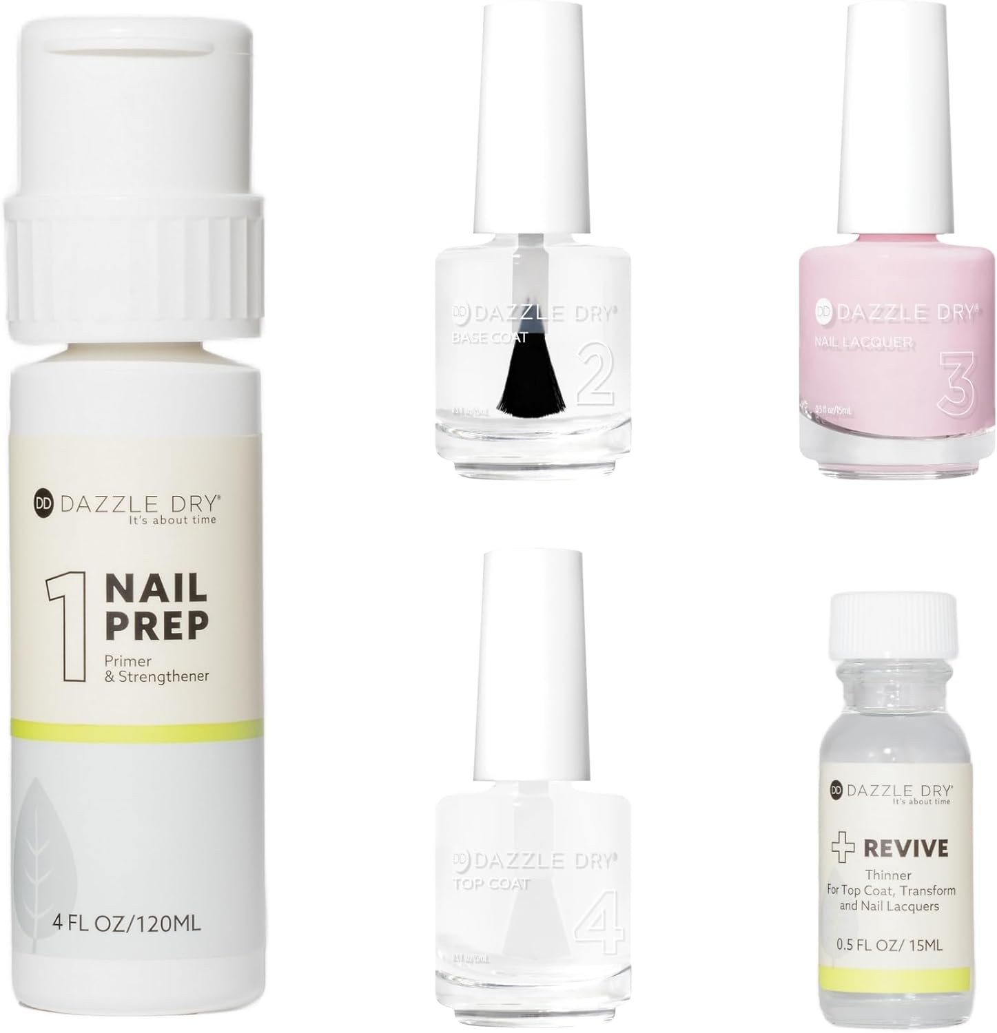 Dazzle Dry Full System Kit - Girlishly Giddy - A classic light pink with cool undertones. Full coverage cream. (5 Piece Kit)