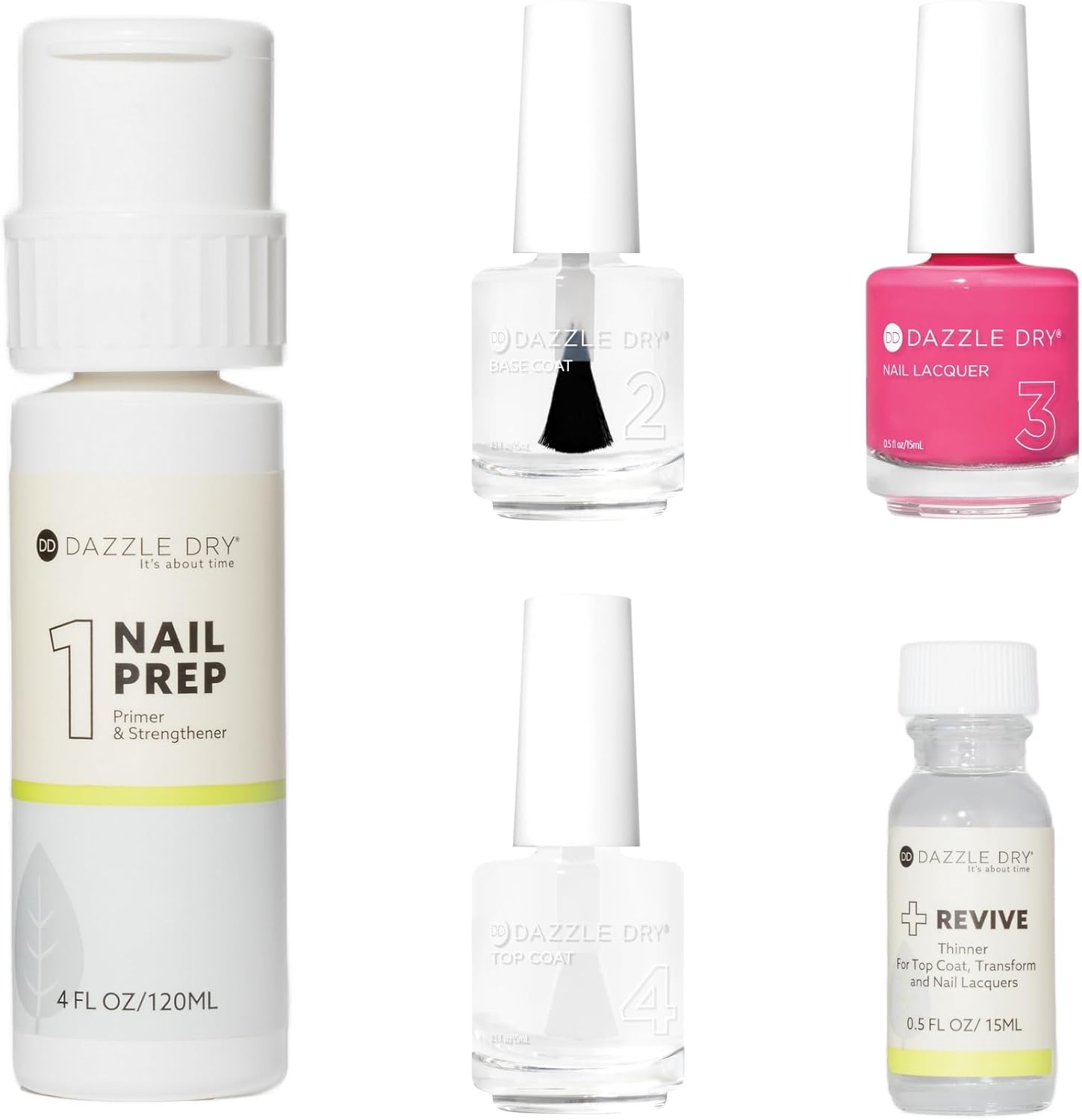 Dazzle Dry Full System Kit - Raspberry Crème - A light raspberry milkshake. Full coverage cream. (5 Piece Kit)