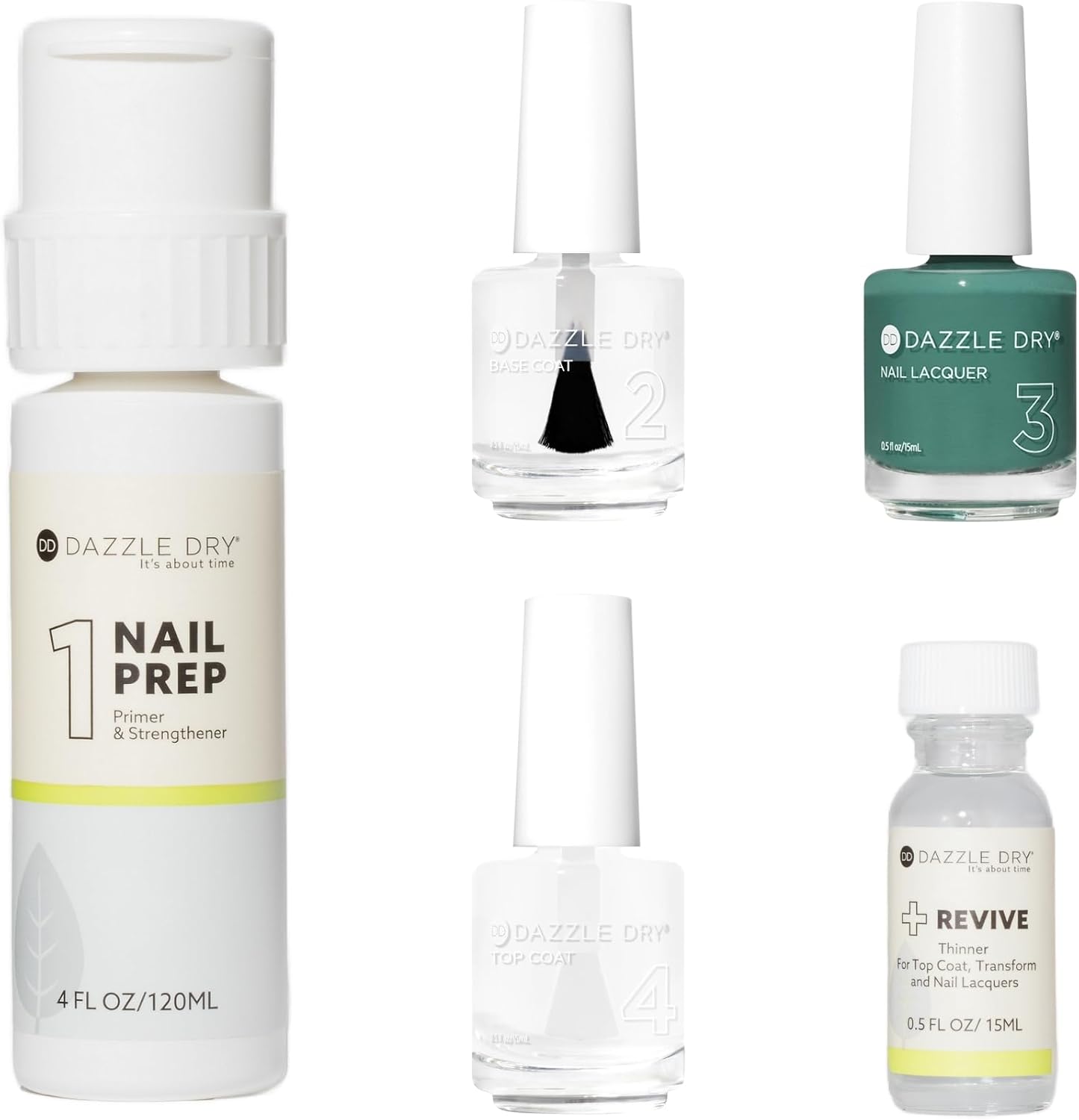 Dazzle Dry Full System Kit - 3-Day Weekend - A medium oasis green. Full coverage cream. (5 Piece Kit)
