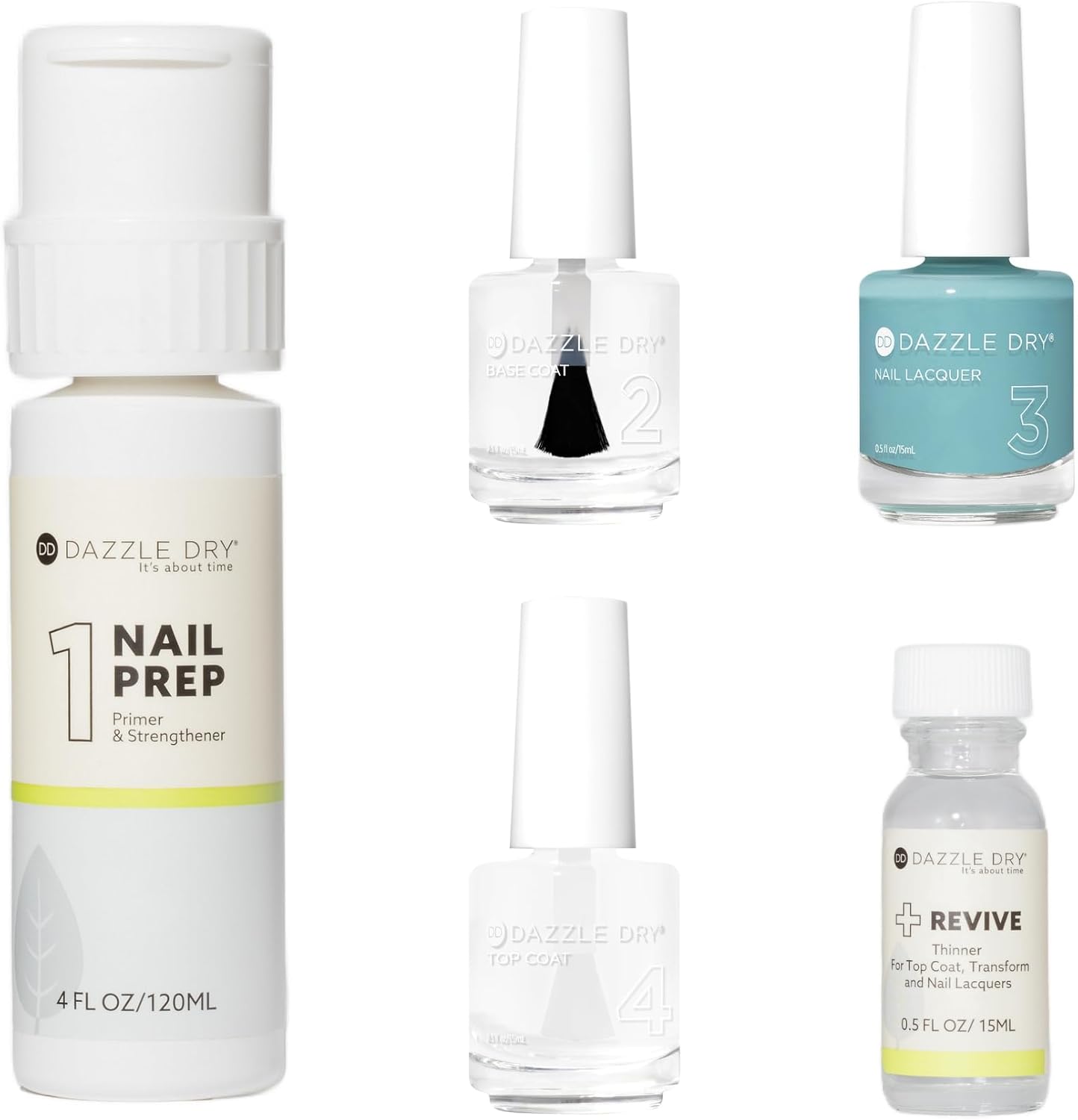 Dazzle Dry Full System Kit - Confetti - A pale aqua seafoam. Cream. Full coverage. (5 Piece Kit)