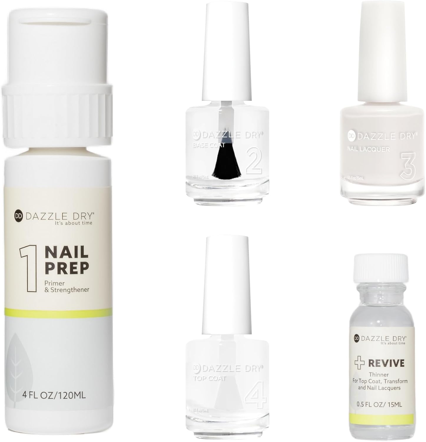 Dazzle Dry Full System Kit - Whisper White - An Ivory muted off white. Full coverage. Cream. (5 Piece Kit)