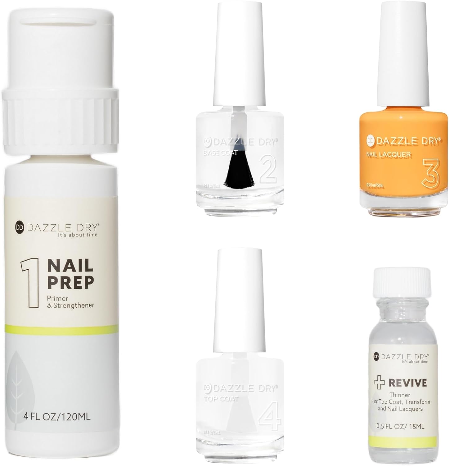 Dazzle Dry Full System Kit - Go Go Mango - An amber yellow. Semi-sheer cream. (5 Piece Kit)