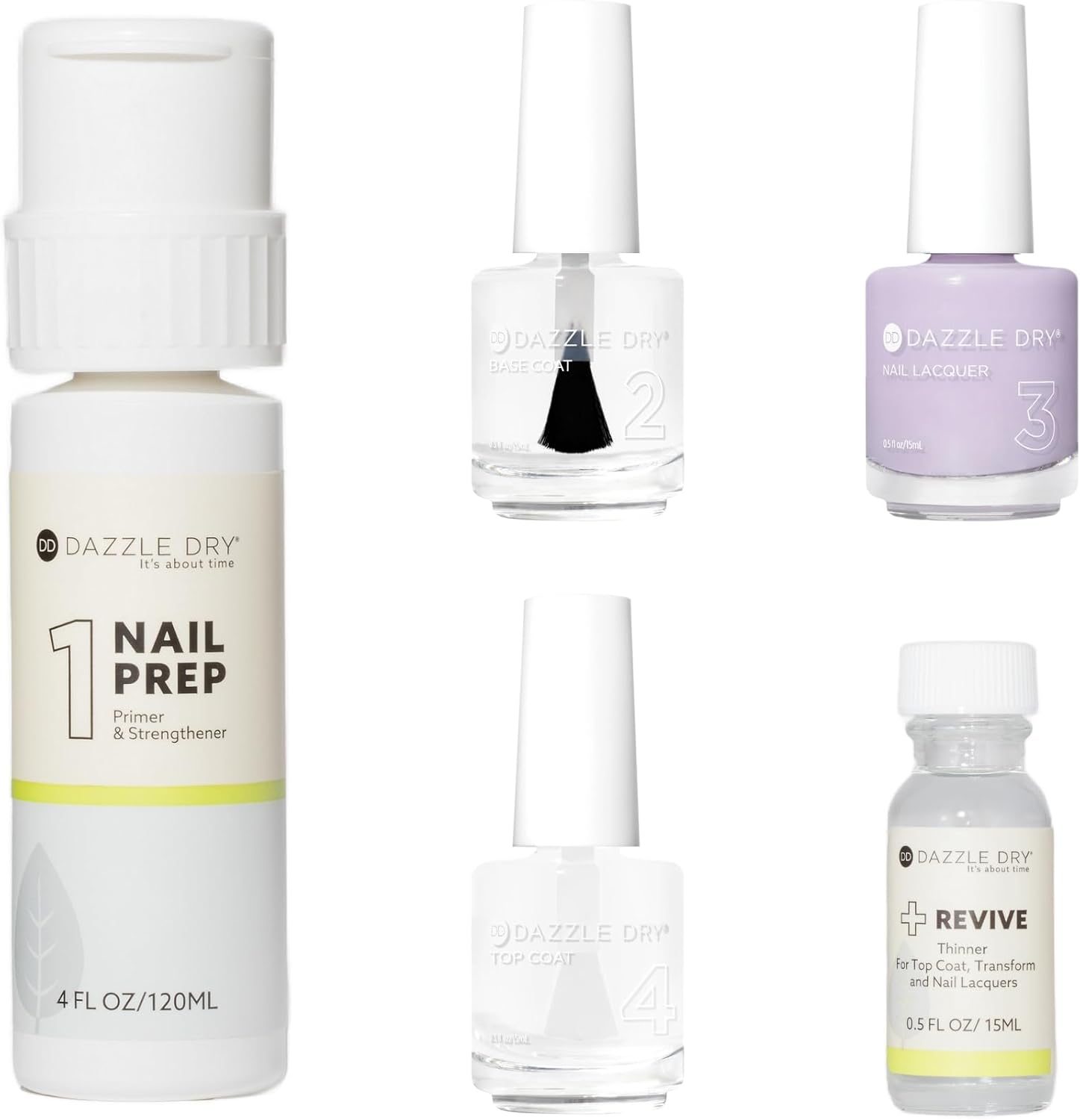 Dazzle Dry Full System Kit - Faith - A cool, pastel lavender with gray undertones. Full coverage cream. (5 Piece Kit)