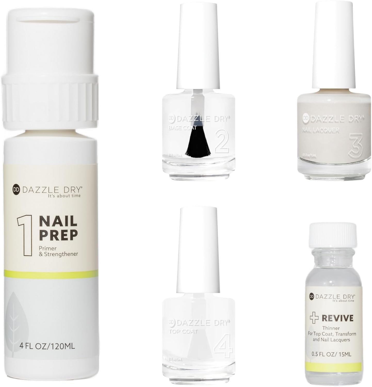 Dazzle Dry Full System Kit - Icing - A shimmering satin white. Shimmer. Full coverage. (5 Piece Kit)