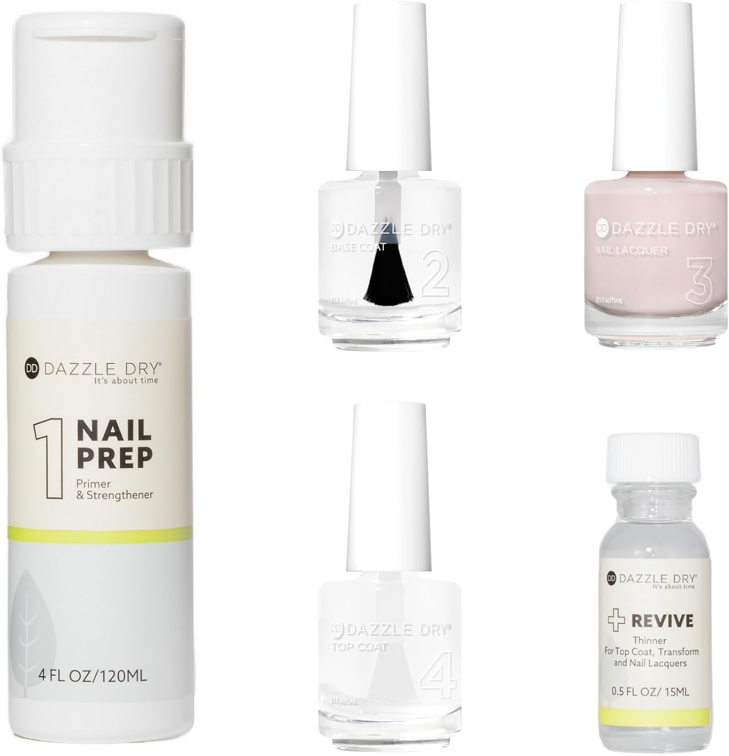 Dazzle Dry Touch of Love Nail Treatment System Kit - Natural, Pink, 4 Count