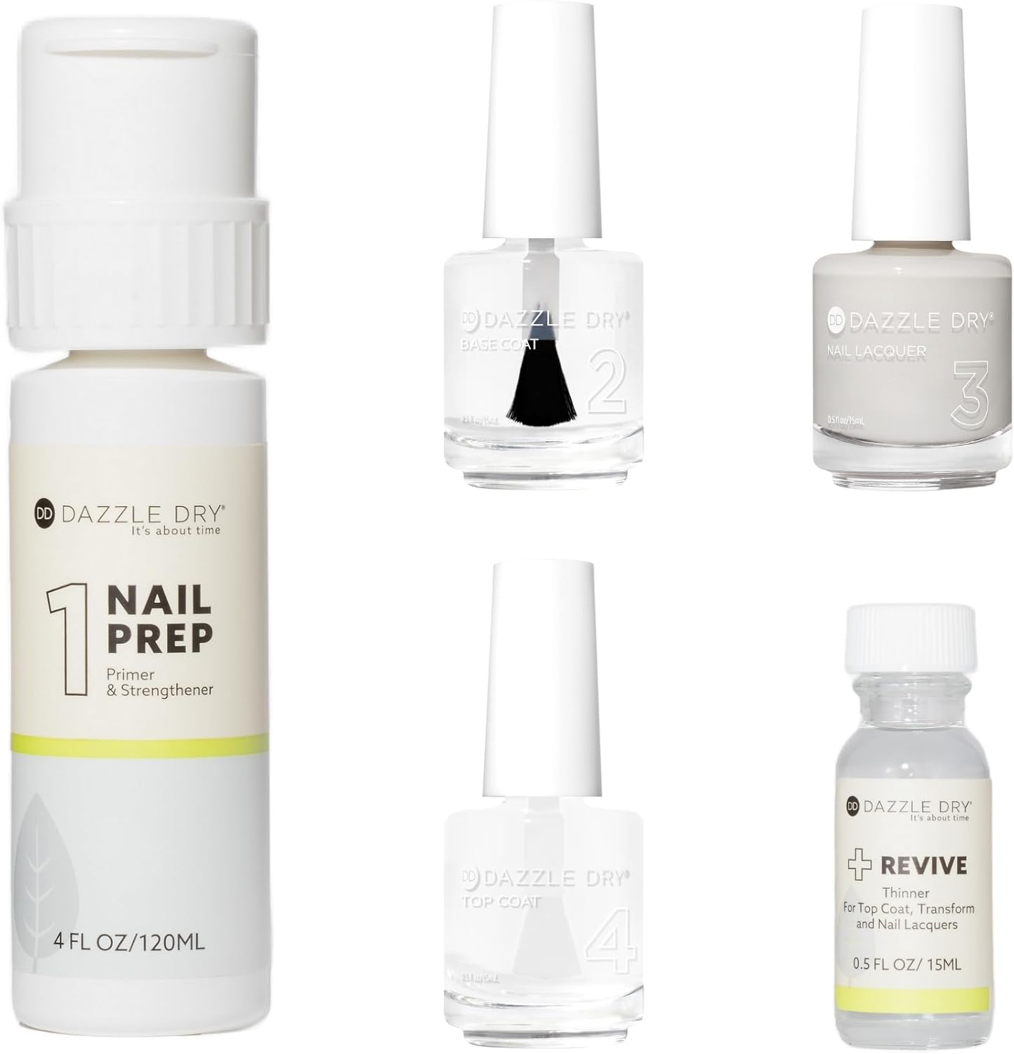 Dazzle Dry Full System Kit - A Clean Slate - A warm bone white. Full coverage. Cream. (5 Piece Kit)