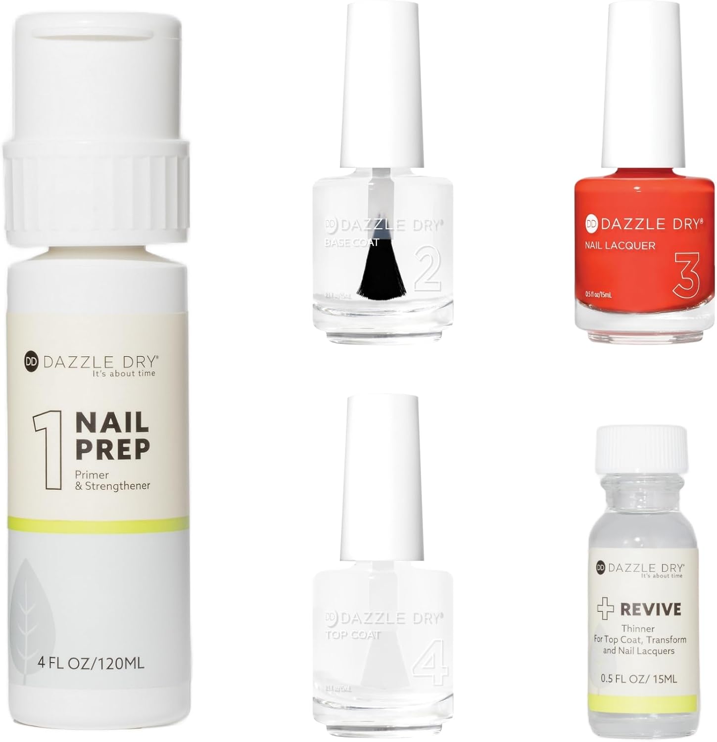 Dazzle Dry Full System Kit - Red Hot Chili - A bright orangey red. Full coverage cream. (5 Piece Kit)