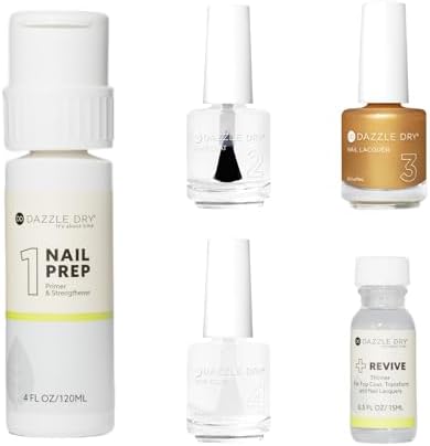 Dazzle Dry Full System Kit - Sundaze - A yellow gold metallic glaze. Sheer. Frost. (5 Piece Kit)