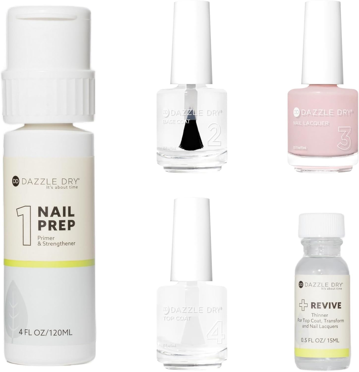 Dazzle Dry Full System Kit - Mind Your Mani - A pale, barely there nude with pink undertones. Sheer cream. (5 Piece Kit)